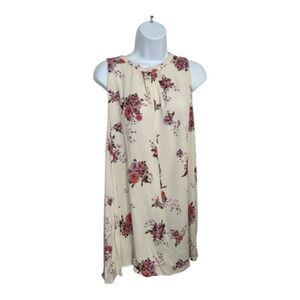 Free People Tunic Women Size XS Tree Swing Beige Purple Floral Rank Top Boho